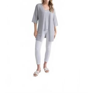 NEW MARBLE elbow sleeve long cardigan in light gray